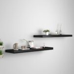 2-Piece Floating Shelf Set DIY Wall Mount Display Book Shelves Shelving Black