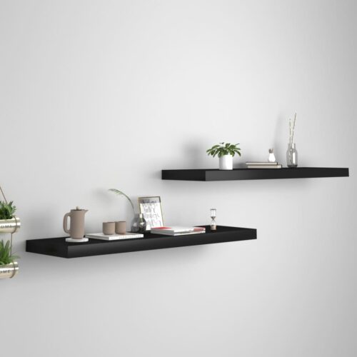 2-Piece Floating Shelf Set DIY Wall Mount Display Book Shelves Shelving Black