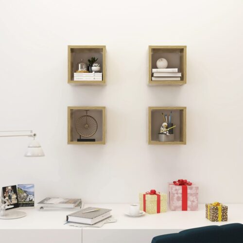 Wall Cube Shelves 4pcs Sonoma Oak 22x15x22cm - Image 3