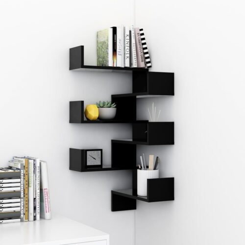 Wall Corner Shelves 2pcs Black 40x40x50cm Engineered Wood - Image 3