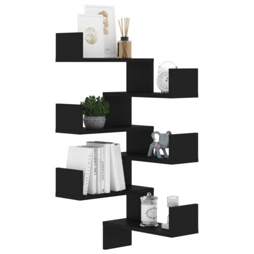 Wall Corner Shelves 2pcs Black 40x40x50cm Engineered Wood - Image 4