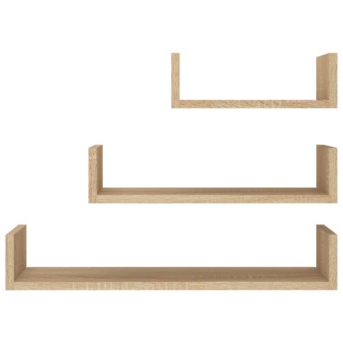 Wall Display Shelf 3pcs Sonoma Oak Engineered Wood - Image 4