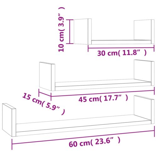 Wall Display Shelf 3pcs Sonoma Oak Engineered Wood - Image 7