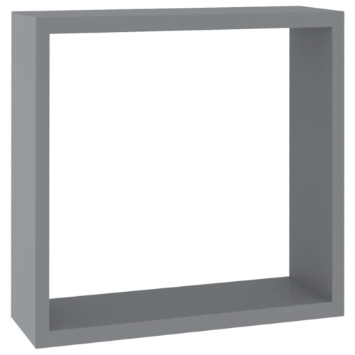 Wall Cube Shelves 3pcs Grey MDF - Image 6