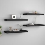 2-Piece Floating Shelves DIY Wall Mount Set Wooden Display Book Shelf Black 60cm