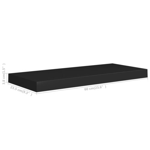 2-Piece Floating Shelves DIY Wall Mount Set Wooden Display Book Shelf Black 60cm - Image 8
