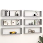 Wall Cube Shelves 6pcs Concrete Grey 80x15x26.5cm Engineered Wood