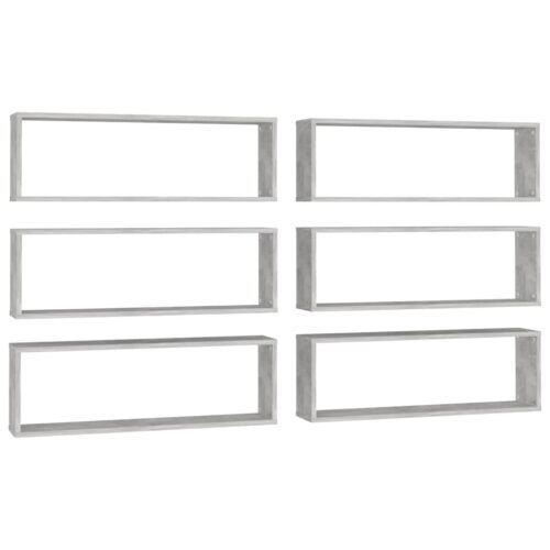 Wall Cube Shelves 6pcs Concrete Grey 80x15x26.5cm Engineered Wood - Image 2