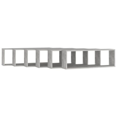 Wall Cube Shelves 6pcs Concrete Grey 80x15x26.5cm Engineered Wood - Image 4