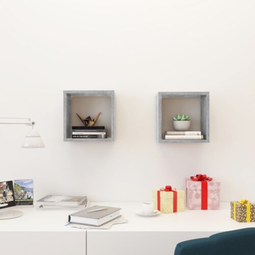 Wall Cube Shelves 2pcs Concrete Grey 26x15x26cm - Image 3