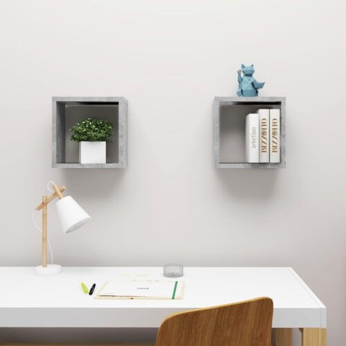 Wall Cube Shelves 2pcs Concrete Grey 30x15x30cm - Image 3