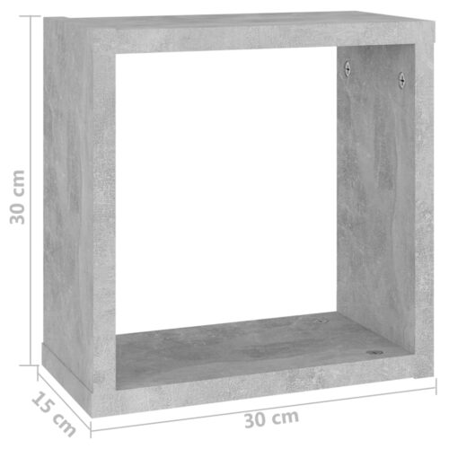 Wall Cube Shelves 2pcs Concrete Grey 30x15x30cm - Image 11