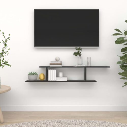 Wall-Mounted TV Shelf Black 125x18x23cm Engineered Wood - Image 2
