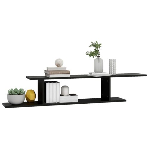 Wall-Mounted TV Shelf Black 125x18x23cm Engineered Wood - Image 5