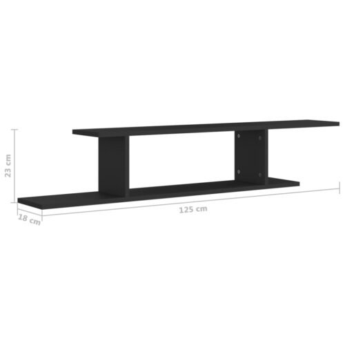 Wall-Mounted TV Shelf Black 125x18x23cm Engineered Wood - Image 8