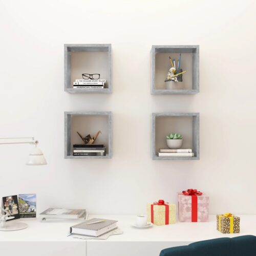 Wall Cube Shelves 4pcs Concrete Grey 26x15x26cm - Image 3