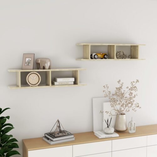 Wall Shelves 2pcs Sonoma Oak 90x18x20cm Engineered Wood