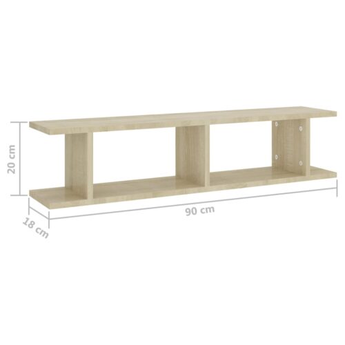 Wall Shelves 2pcs Sonoma Oak 90x18x20cm Engineered Wood - Image 7