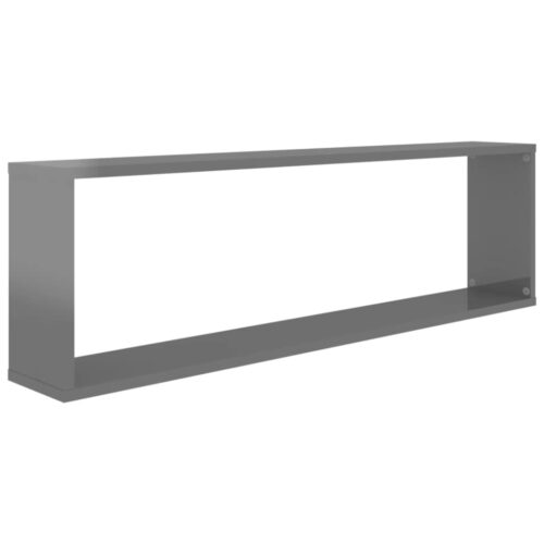 Wall Cube Shelves 4pcs High Gloss Grey 100x15x30cm Engineered Wood - Image 5