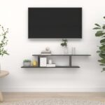 Wall-Mounted TV Shelf Grey 125x18x23cm Engineered Wood