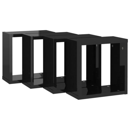 Wall Cube Shelves 4pcs High Gloss Black 30x15x30cm - Image 5