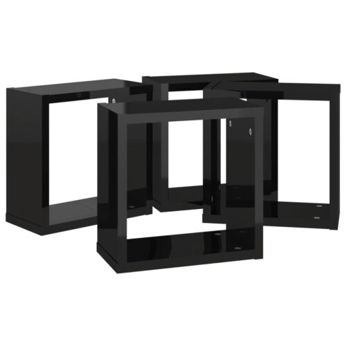 Wall Cube Shelves 4pcs High Gloss Black 30x15x30cm - Image 6