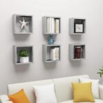 Wall Cube Shelves 6pcs Concrete Grey 30x15x30cm