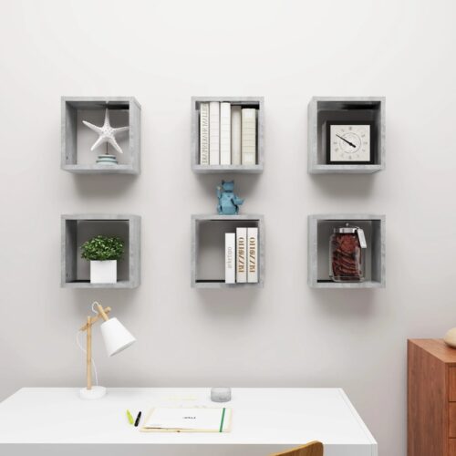 Wall Cube Shelves 6pcs Concrete Grey 30x15x30cm - Image 3