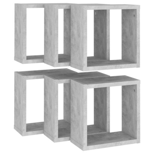 Wall Cube Shelves 6pcs Concrete Grey 30x15x30cm - Image 5
