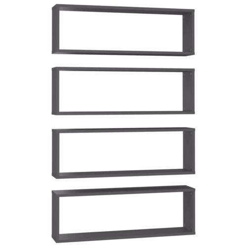 Wall Cube Shelves 4pcs Grey 80x15x26.5cm Engineered Wood - Image 2