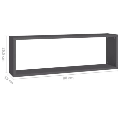 Wall Cube Shelves 4pcs Grey 80x15x26.5cm Engineered Wood - Image 10