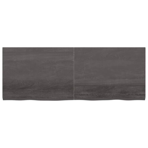 Wall Shelf Dark Brown 160x60x(2-4)cm Treated Solid Wood Oak - Image 2