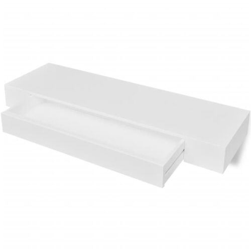 2x Floating Shelves with Drawer DIY Wall Mount Display Book Shelf Wooden Rack - Image 4
