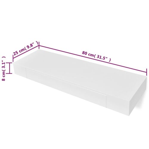 2x Floating Shelves with Drawer DIY Wall Mount Display Book Shelf Wooden Rack - Image 6
