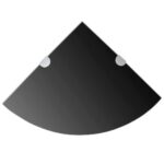 Corner Shelves 2pcs with Chrome Supports Glass Black 25x25cm