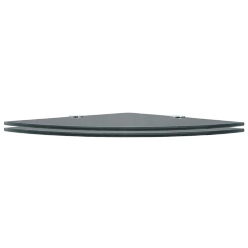 Corner Shelves 2pcs with Chrome Supports Glass Black 25x25cm - Image 2
