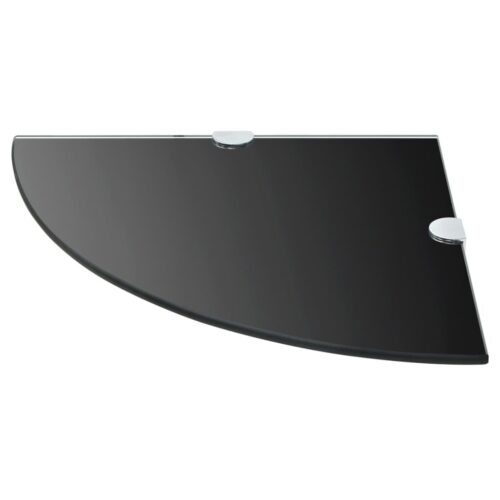 Corner Shelves 2pcs with Chrome Supports Glass Black 25x25cm - Image 3