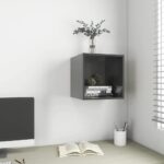 Wall Cabinet High Gloss Grey 37x37x37cm Engineered Wood