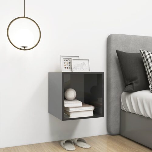 Wall Cabinet High Gloss Grey 37x37x37cm Engineered Wood - Image 4