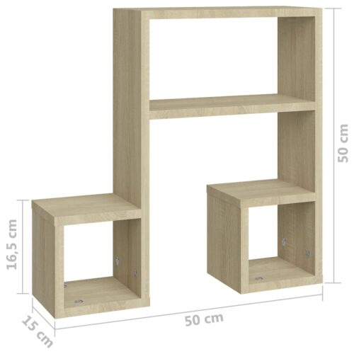 Wall Shelves 2pcs Sonoma Oak 50x15x50cm Engineered Wood - Image 8