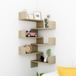 2-Piece Corner Bookshelf Wall Floating Display Storage Shelf Rack Wooden Shelves
