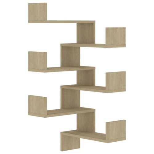 2-Piece Corner Bookshelf Wall Floating Display Storage Shelf Rack Wooden Shelves - Image 2