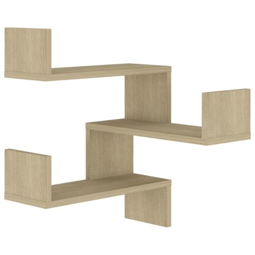2-Piece Corner Bookshelf Wall Floating Display Storage Shelf Rack Wooden Shelves - Image 5