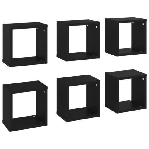 Wall Cube Shelves 6pcs Black 22x15x22cm - Image 2