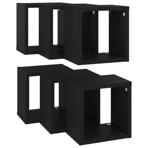 Wall Cube Shelves 6pcs Black 22x15x22cm - Image 5