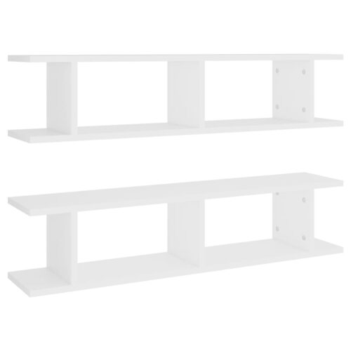 Wall Shelves 2pcs White 90x18x20cm Engineered Wood - Image 2