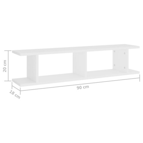 Wall Shelves 2pcs White 90x18x20cm Engineered Wood - Image 7