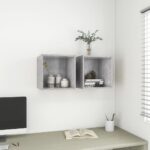 Wall Cabinets 2pcs Concrete Grey 37x37x37cm Engineered Wood