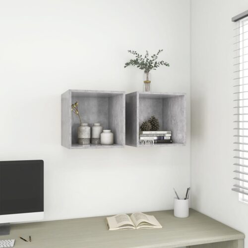 Wall Cabinets 2pcs Concrete Grey 37x37x37cm Engineered Wood