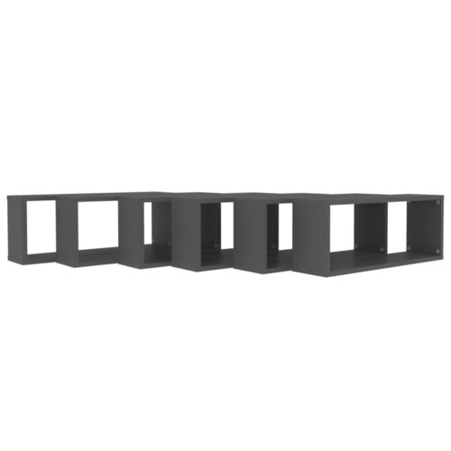 Wall Cube Shelves 6pcs Grey 60x15x23cm Engineered Wood - Image 7